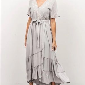 Baltic born Macey Embroidered Midi Dress | Gray